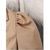 imageOYOANGLE Girls 2 Piece Outfits Button Ruffle Hem Puff Long Sleeve Blazer and Flare Long Pants SetKhaki