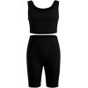 imageOYOANGLE Girls 2 Piece Yoga Athletic Outfits Scoop Neck Crop Tee Tank Top and Biker Shorts SetBlack