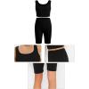 imageOYOANGLE Girls 2 Piece Yoga Athletic Outfits Scoop Neck Crop Tee Tank Top and Biker Shorts SetBlack