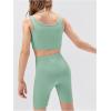 imageOYOANGLE Girls 2 Piece Yoga Athletic Outfits Scoop Neck Crop Tee Tank Top and Biker Shorts SetMint Green