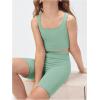imageOYOANGLE Girls 2 Piece Yoga Athletic Outfits Scoop Neck Crop Tee Tank Top and Biker Shorts SetMint Green