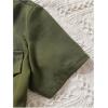 imageOYOANGLE Girls Button Down Collared Dress Short Sleeve A Line Casual Belted DressesGreen