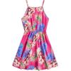 imageOYOANGLE Girls Casual Boho Floral Print Sleeveless ALine Swing Cami Hawaiian Dress SundressHot Pink Multi