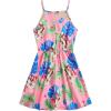 imageOYOANGLE Girls Casual Boho Floral Print Sleeveless ALine Swing Cami Hawaiian Dress SundressLight Pink Multi