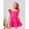 imageOYOANGLE Girls Cute Square Neck Sleeveless Bow Back Ruffle Trim A Line Mini Short DressHot Pink