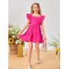 imageOYOANGLE Girls Cute Square Neck Sleeveless Bow Back Ruffle Trim A Line Mini Short DressHot Pink