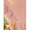 imageOYOANGLE Girls Cute Square Neck Sleeveless Bow Back Ruffle Trim A Line Mini Short DressPink Solid
