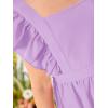 imageOYOANGLE Girls Cute Square Neck Sleeveless Bow Back Ruffle Trim A Line Mini Short DressPurple Solid