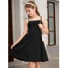imageOYOANGLE Girls Spaghetti Strap Ruched Ruffle Hem Sleeveless Summer Flowy Short DressesBlack