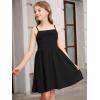 imageOYOANGLE Girls Spaghetti Strap Ruched Ruffle Hem Sleeveless Summer Flowy Short DressesBlack