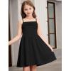 imageOYOANGLE Girls Spaghetti Strap Ruched Ruffle Hem Sleeveless Summer Flowy Short DressesBlack