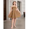 imageOYOANGLE Girls Spaghetti Strap Ruched Ruffle Hem Sleeveless Summer Flowy Short DressesKhaki