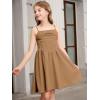 imageOYOANGLE Girls Spaghetti Strap Ruched Ruffle Hem Sleeveless Summer Flowy Short DressesKhaki