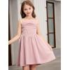 imageOYOANGLE Girls Spaghetti Strap Ruched Ruffle Hem Sleeveless Summer Flowy Short DressesPink