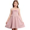 imageOYOANGLE Girls Spaghetti Strap Ruched Ruffle Hem Sleeveless Summer Flowy Short DressesPink