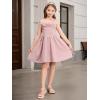 imageOYOANGLE Girls Spaghetti Strap Ruched Ruffle Hem Sleeveless Summer Flowy Short DressesPink