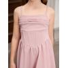 imageOYOANGLE Girls Spaghetti Strap Ruched Ruffle Hem Sleeveless Summer Flowy Short DressesPink