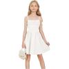 imageOYOANGLE Girls Spaghetti Strap Ruched Ruffle Hem Sleeveless Summer Flowy Short DressesWhite