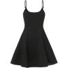 imageOYOANGLE Girls Spaghetti Straps Cami Dress Solid High Waist Flared Knee Length DressesBlack