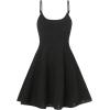 imageOYOANGLE Girls Spaghetti Straps Cami Dress Solid High Waist Flared Knee Length DressesBlack