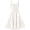 imageOYOANGLE Girls Spaghetti Straps Cami Dress Solid High Waist Flared Knee Length DressesWhite