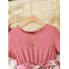 imageOYOANGLE Girls Summer Casual Dress Short Sleeve Bow Belted ALine High Waist Smocked Short DressPink Floral