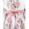 imageOYOANGLE Girls Summer Casual Dress Short Sleeve Bow Belted ALine High Waist Smocked Short DressWhite Floral