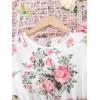 imageOYOANGLE Girls Summer Casual Dress Short Sleeve Bow Belted ALine High Waist Smocked Short DressWhite Floral