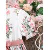 imageOYOANGLE Girls Summer Casual Dress Short Sleeve Bow Belted ALine High Waist Smocked Short DressWhite Floral