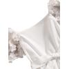 imageOYOANGLE Girls Summer Casual Dress Short Sleeve Bow Belted ALine High Waist Smocked Short DressWhite Solid