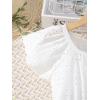 imageOYOANGLE Girls Summer Casual Dress Short Sleeve Bow Belted ALine High Waist Smocked Short DressWhite and Green