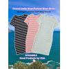 imageOYOANGLE Girls Summer TShirt Dress Striped Print Short Sleeve Ribbed Knit Casual DressMint Green