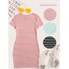 imageOYOANGLE Girls Summer TShirt Dress Striped Print Short Sleeve Ribbed Knit Casual DressPink
