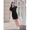 imageOYOANGLE Girls Textured Drawstring Side Ruched Short Sleeve Bodycon Pencil Short DressBlack Deep