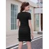 imageOYOANGLE Girls Textured Drawstring Side Ruched Short Sleeve Bodycon Pencil Short DressBlack Deep