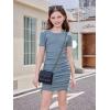 imageOYOANGLE Girls Textured Drawstring Side Ruched Short Sleeve Bodycon Pencil Short DressBlue