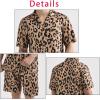 imageOYOANGLE Mens 2 Piece Leopard Print Stain Short Sleeve Button Front Shirt and Shorts Pajama SetBrown