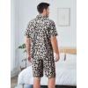 imageOYOANGLE Mens 2 Piece Leopard Print Stain Short Sleeve Button Front Shirt and Shorts Pajama SetGrey and Black