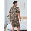 imageOYOANGLE Mens 2 Piece Leopard Print Stain Short Sleeve Button Front Shirt and Shorts Pajama SetMulticolor