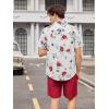 imageOYOANGLE Mens 2 Piece Outfits Boho Floral Print Button Down Short Sleeve Blouse and Shorts SetRed and White
