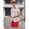 imageOYOANGLE Mens 2 Piece Outfits Boho Floral Print Button Down Short Sleeve Blouse and Shorts SetRed and White