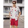 imageOYOANGLE Mens 2 Piece Outfits Boho Floral Print Button Down Short Sleeve Blouse and Shorts SetRed and White