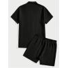 imageOYOANGLE Mens 2 Piece Outfits Button Down Lapel Neck Short Sleeve Shirt and Shorts Casual Athletic SetsBlack