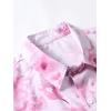 imageOYOANGLE Mens 2 Piece Outfits Striped Short Sleeve Button Down Shirt and Drawstring Shorts SetWhite and Pink