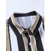 imageOYOANGLE Mens 2 Piece Outfits Tropical Print Striped Short Sleeve Button Down Hawaiian Shirt and Shorts SetsBlack White Khaki