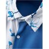 imageOYOANGLE Mens 2 Piece Vacation Outfits Tropical Hawaiian Button Down Shirt and Shorts SetBlue White
