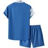 imageOYOANGLE Mens 2 Piece Vacation Outfits Tropical Hawaiian Button Down Shirt and Shorts SetBlue White