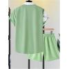 imageOYOANGLE Mens 2 Piece Vacation Outfits Tropical Hawaiian Button Down Shirt and Shorts SetLight Green