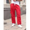 imageOYOANGLE Mens Baggy Cargo Pants Elastic Drawstring Waist Flap Pocket Y2K Hip Hop TrousersRed