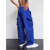 imageOYOANGLE Mens Baggy Cargo Pants Elastic Drawstring Waist Flap Pocket Y2K Hip Hop TrousersRoyal Blue